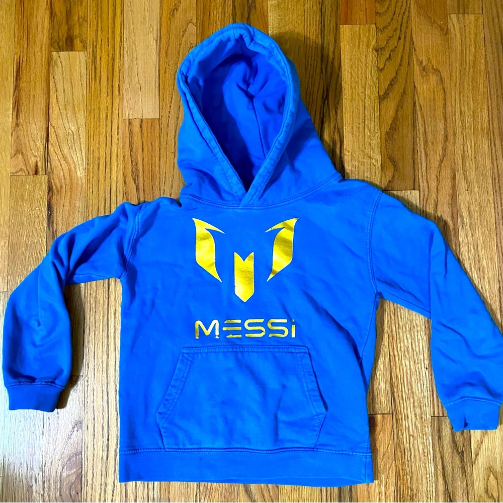 Lionel Messi Blue Long Sleeve Hoodie Sweatshirt Youth Size Medium 7/8